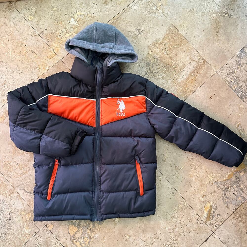 U.S. Polo Assn. Boys Colorblock Puffer Jacket Sz S(8)